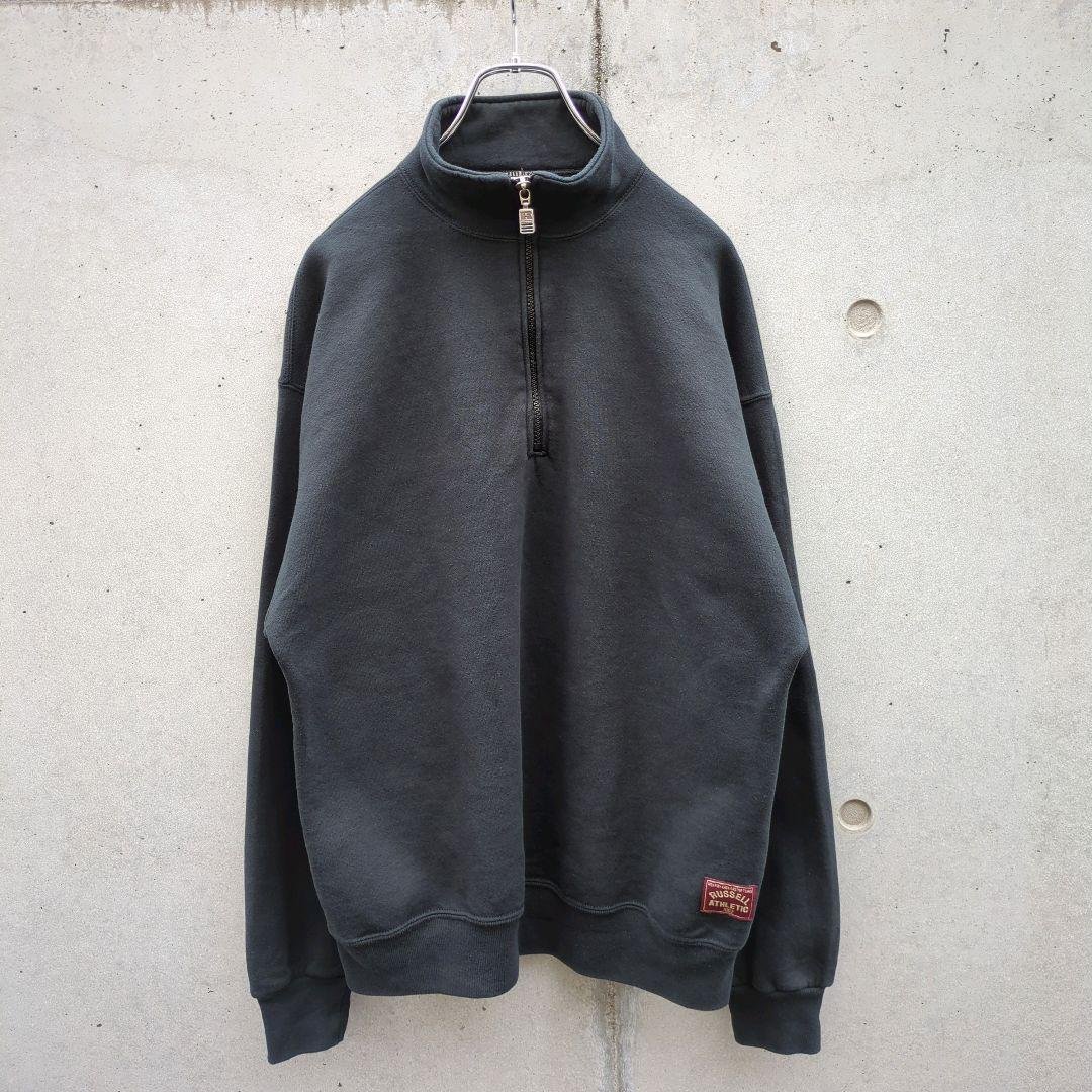 90s USA製 Russell Black Half Zip Sweat