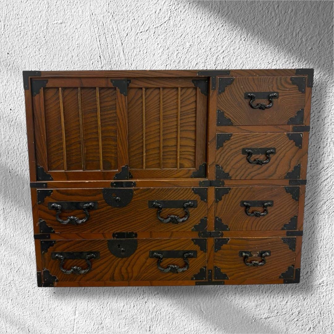 欅 ケヤキ 整理箪笥 箪笥 タンス たんす チェスト 時代箪笥 民藝 金具 気密