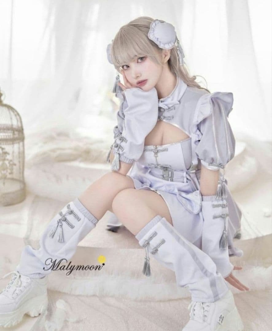 天使界隈　マリームーン コスプレ　グレー チャイナ メイド