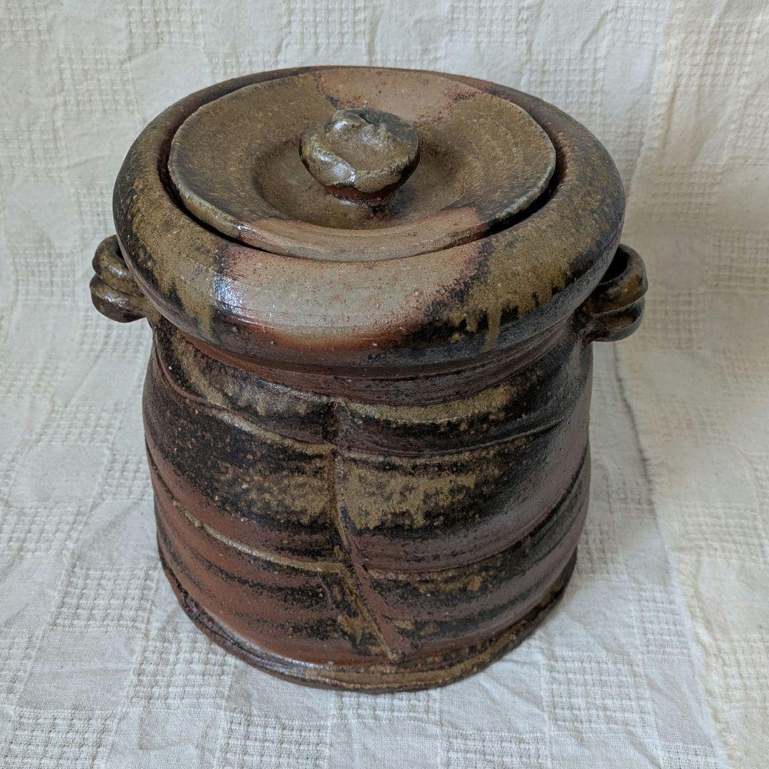 備前焼　佐藤苔助　水指　耳付　茶道具