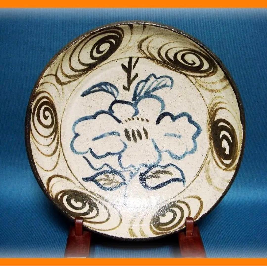 604『椿絵 馬の目皿』　/骨董品 古美術 アンティーク 古玩