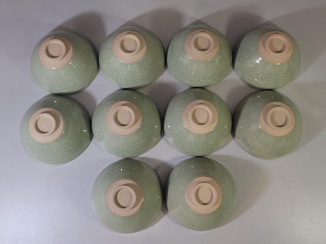 茶道具 青磁天目数茶碗 十客 共箱 DT740