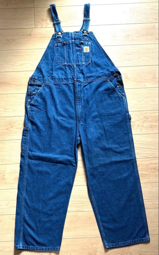 【希少サイズ】W46 L28 カーハートデニム オーバーオール ワイドシルエット