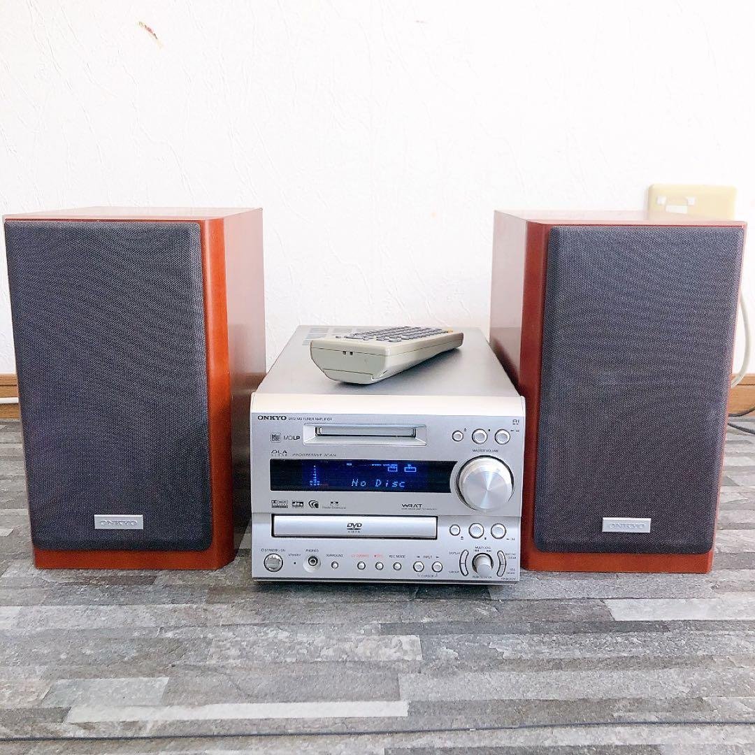 ONKYO DVD/CD/MDコンポ ブラウン スピーカー付き FR-9GXDV