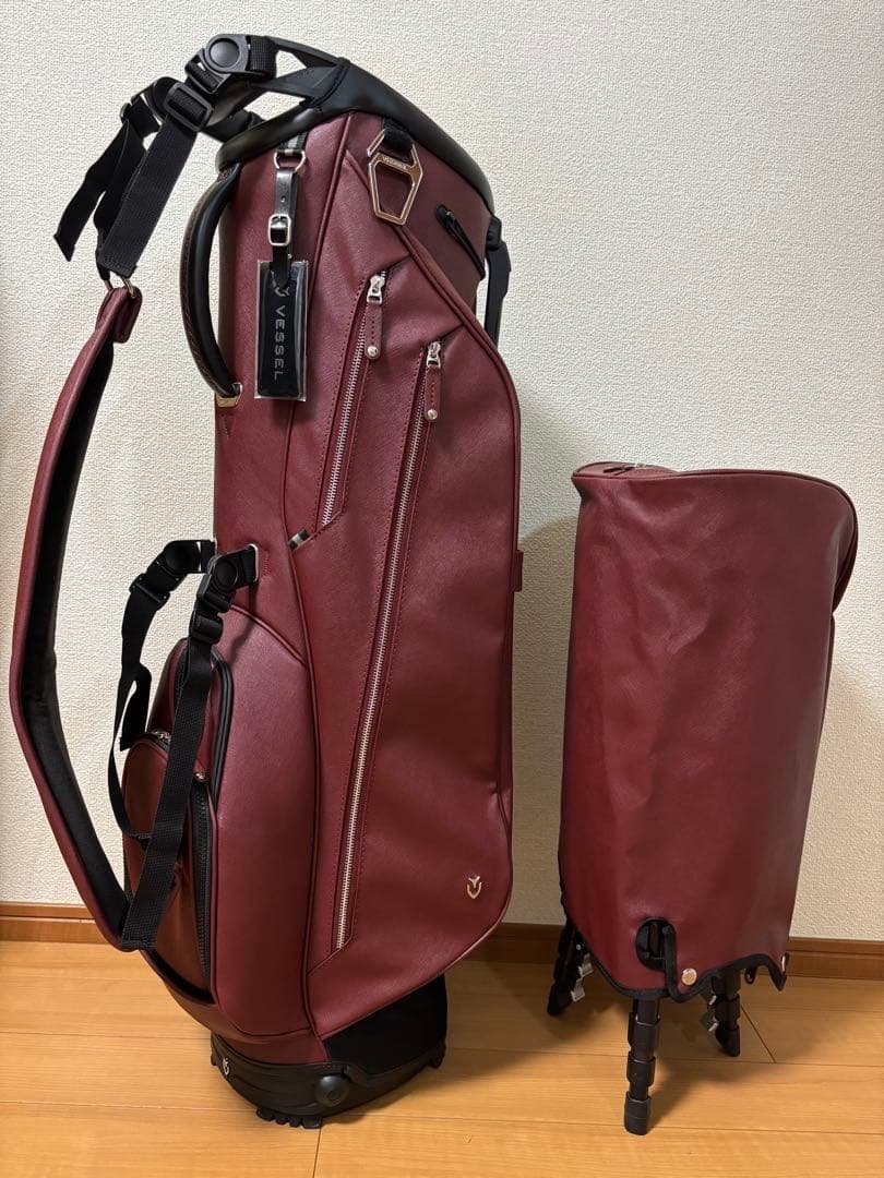 VESSEL キャディバッグ VLS Lux マローン(エビ茶)色　超美品