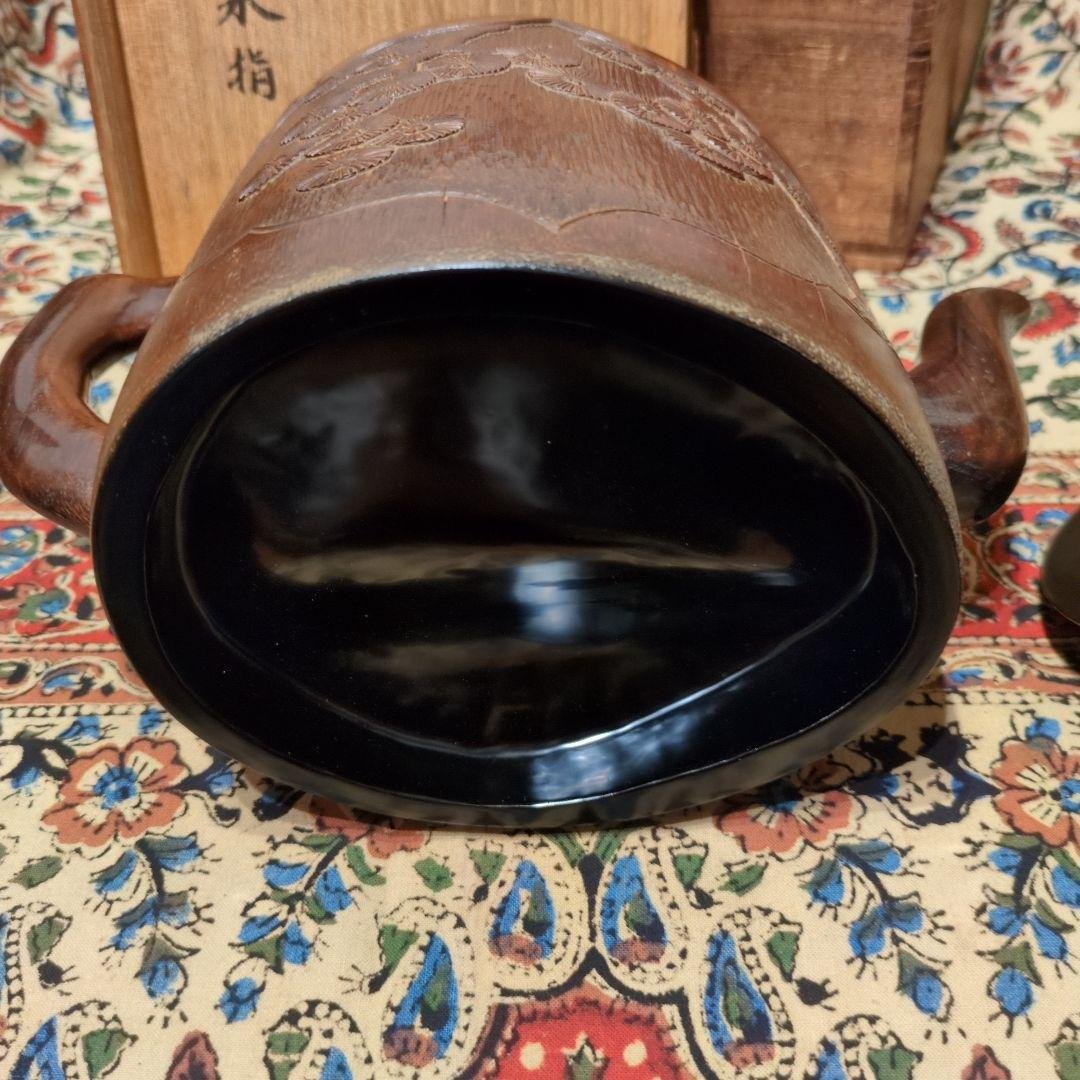 竹製彫刻入　水注