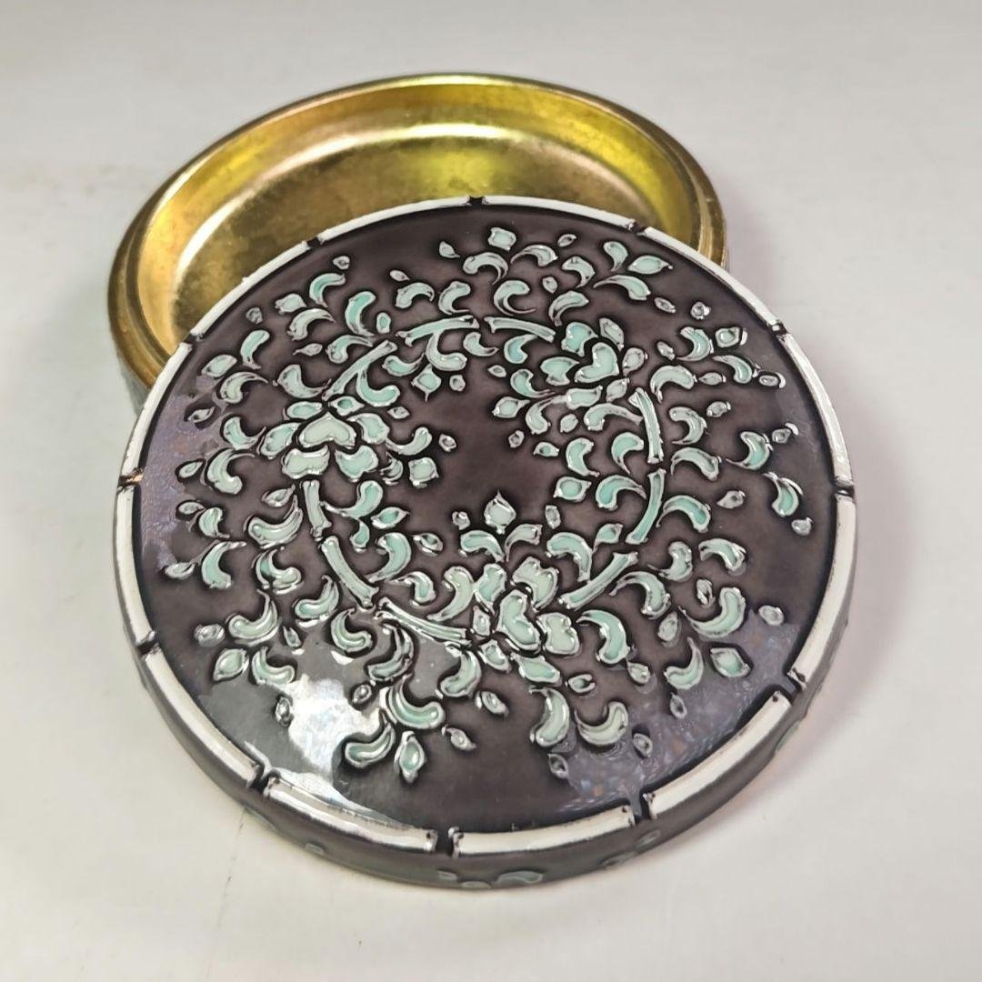 ウ273 香合『中村翠嵐』『紫交趾　唐草　香合　共箱』茶道具