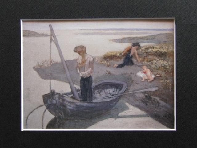 ピエール・ピュヴィ・ド・シャヴァンヌ、貧しき漁夫、希少な額装用画集より