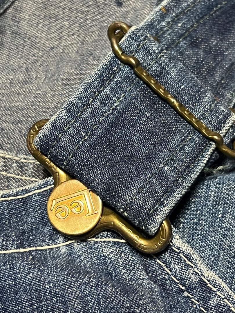 50s Lee 91sb ロングL ジェルトデニム オーバーオール 濃紺