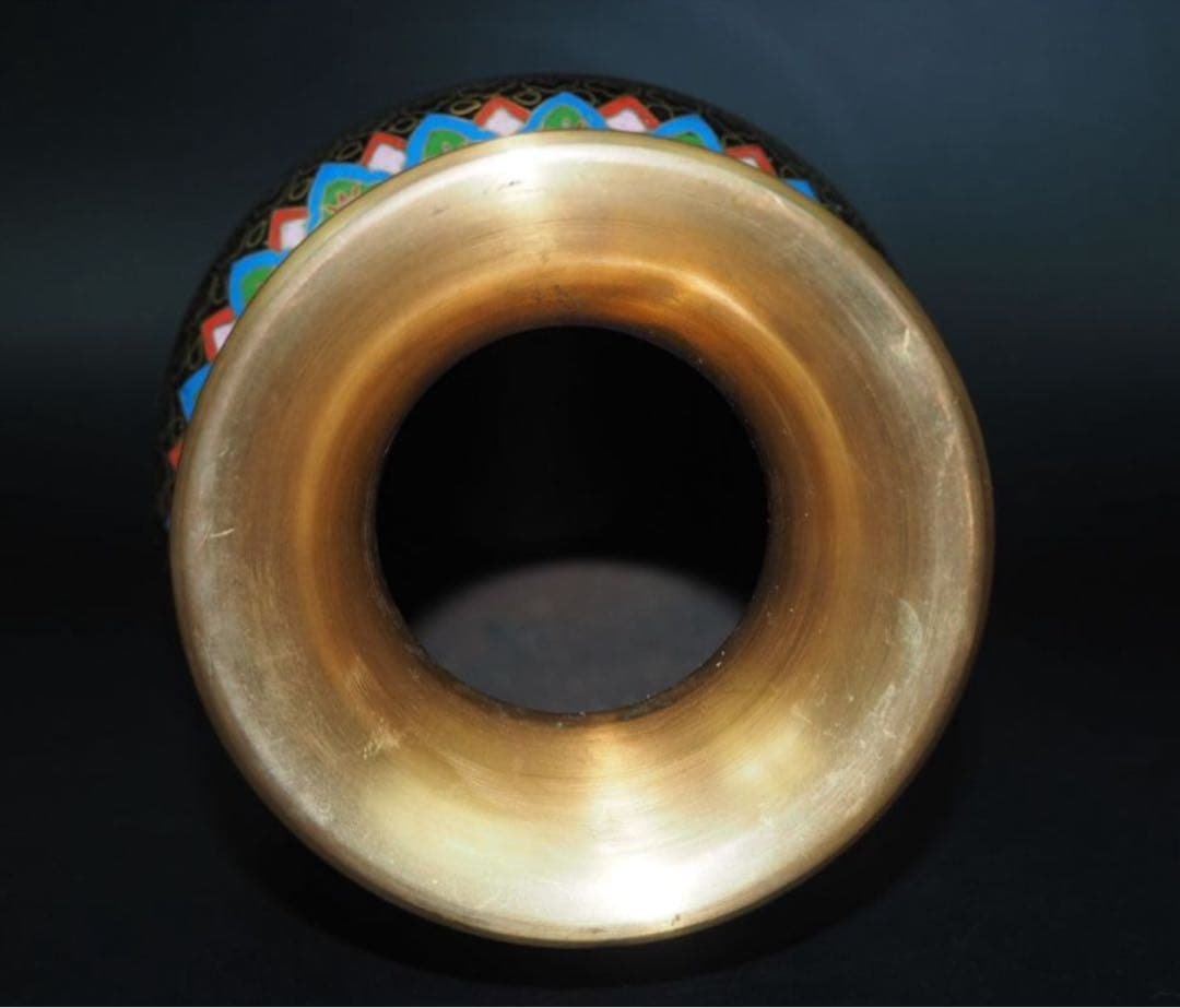 送料無料　中国古玩　景泰藍七宝花瓶　高さ約26ｃｍ